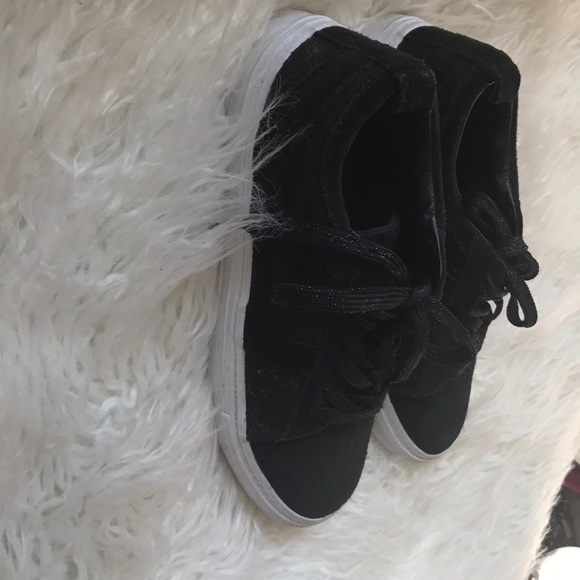 Zara Trafaluc Black Sneakers W/ Glitter Lace - Picture 3 of 8